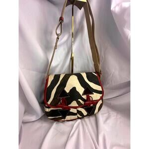Dooney & Bourke Zebra Print Canvas Crossbody Messenger Bag, w/COA EUC